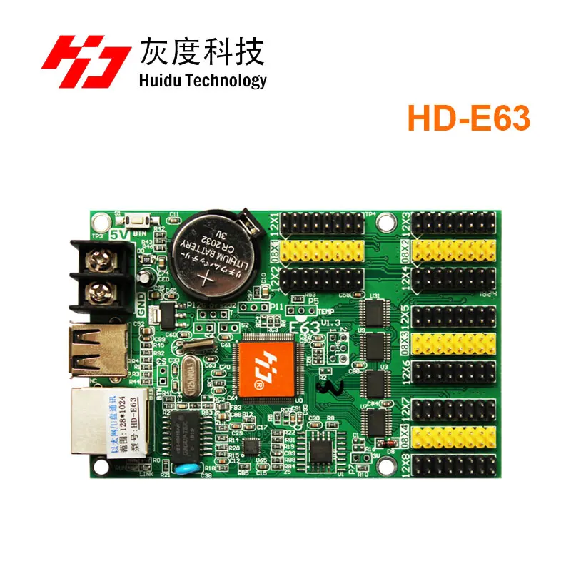 HD E63 Ethernet порты связи Huidu P10 двухцветная СВЕТОДИОДНАЯ видеокарта светодиодный