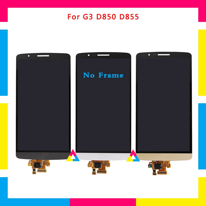 

5pcs/lot LCD Display Screen With Touch Screen Digitizer Assembly For LG G3 D850 D855 Gray White Gold No Frame or with Frame DHL