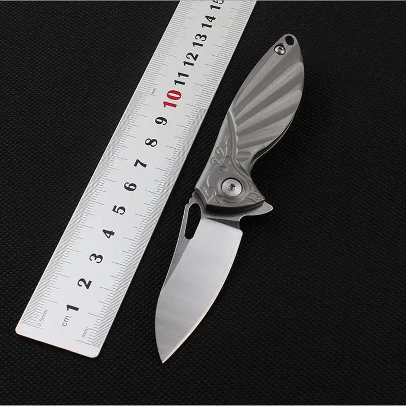 

Brave Fighter 59-60HRC D2 blade TC4 Titanium handle Mini EDC city pocket knife outdoor camping folding knife Survival EDC tool