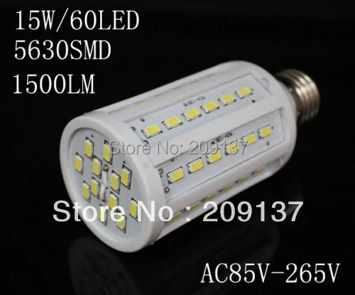 Горячая Распродажа 15 Вт 5630 SMD LED кукурузная лампа 60 E27 85 в 265 Теплый Холодный белый