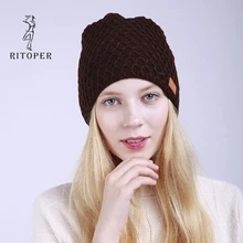 Новая сетчатая одноцветная вязаная теплая Шапка-бини от RITOPER, мужские и женские осенние и зимние уличные регулируемые Висячие шапки