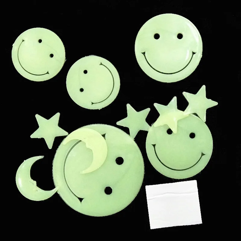 

10PCS EMOJI wall stickers Smile glow wall self-sticking paper kids luminous sticker for child room Festival home decor supplies