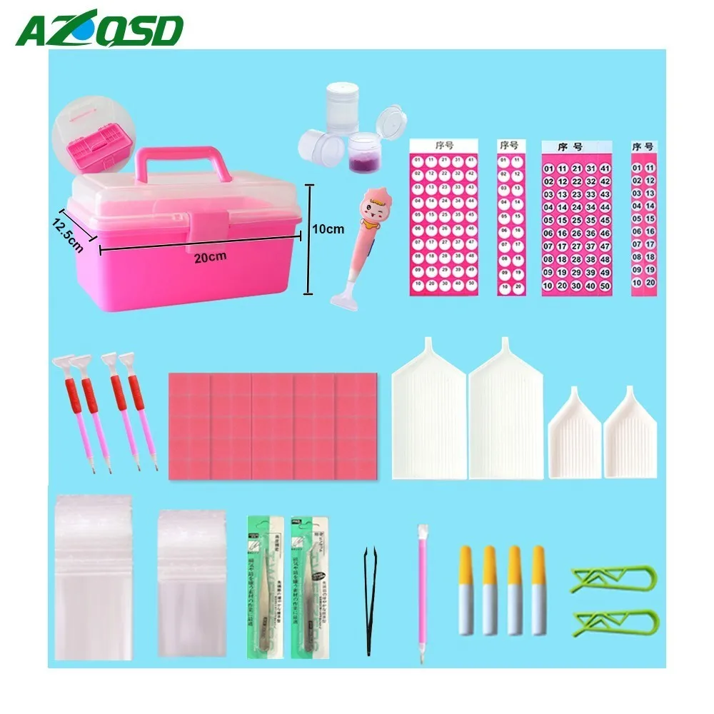 

AZQSD Diamond Painting Accessories Full Kits Diamond Painting Tools Lichtbak Boxes Cross Stitch Complet Cases DIY 140pcs/set