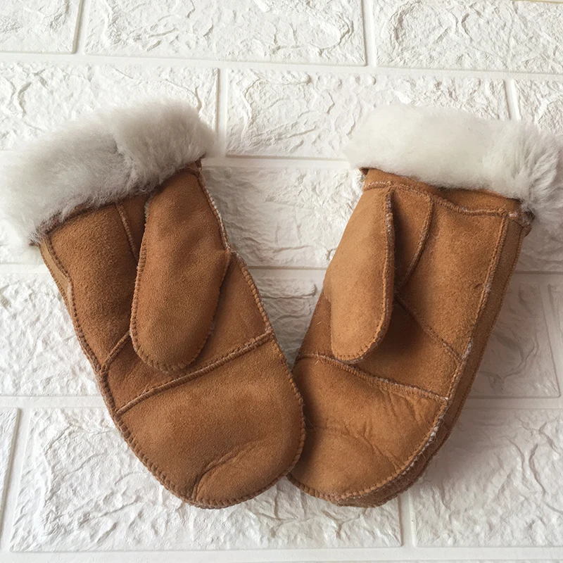 Зимние перчатки guantes меховые варежки для женщин новые зимние теплые натуральный мех овчины шерстяные перчатки из натуральной кожи перчатки для дам