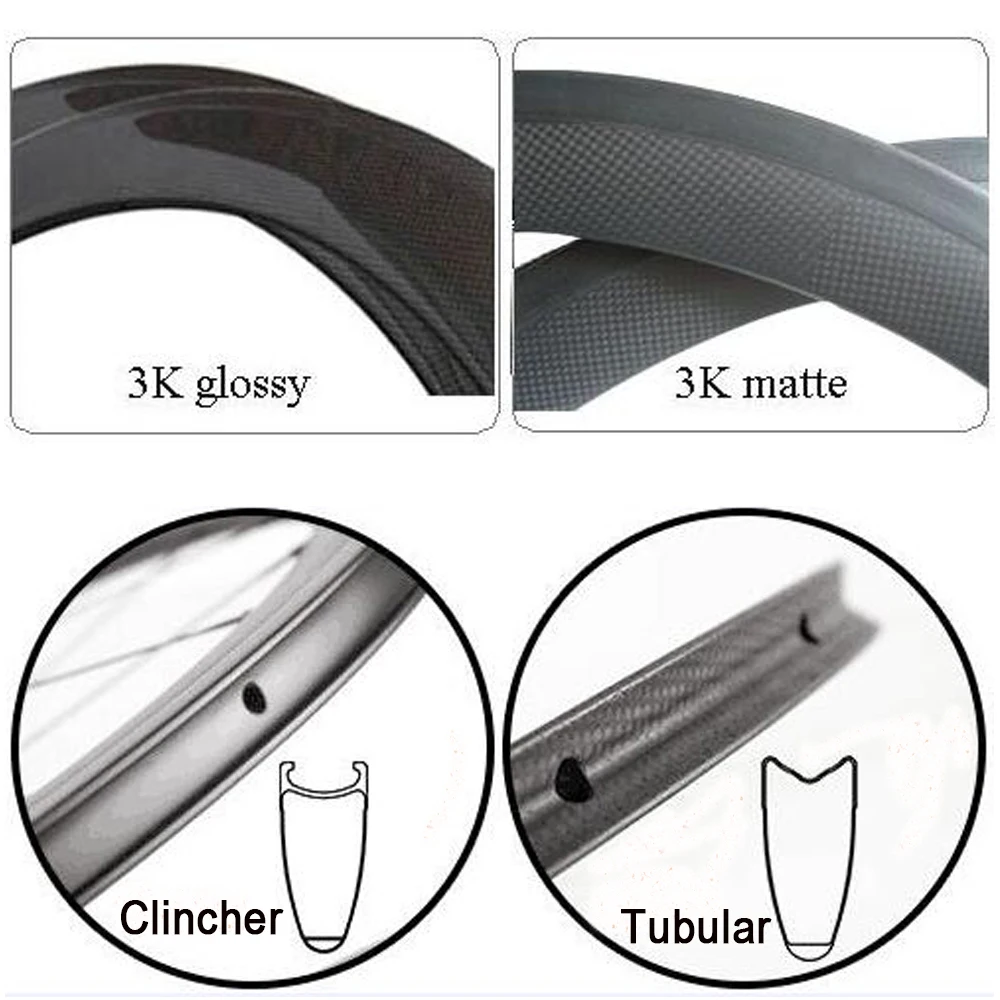 Best OZUZ Carbon Wheels 700C 3K 23mm wide road Disc Brake Wheelset 24mm 38mm 50mm depth Clincher Tubular road Cyclocross Disc Wheel 5