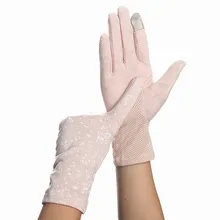 Howfits женские летние перчатки автомобильные с сенсорным экраном тонкие кружевные хлопковые приличные Нескользящие варежки