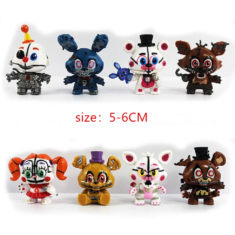 Новинка FNAF Freddy мини-фигурка Nendoroid 5-6 см ПВХ Five Nights At Freddys Foxy Freddy Chica Аниме фигурки Свободные игрушки 8 компл