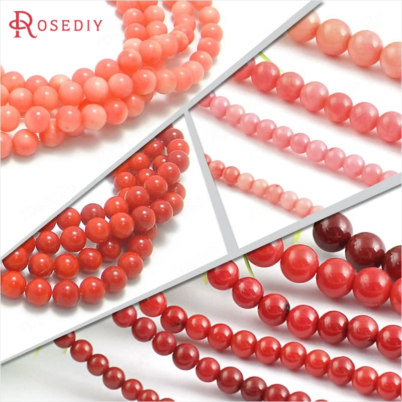 

3/4/5/6/8/9MM Coral Dyeing Round Beads Ball Beads Diy Jewelry Findings Necklaces Earrings Bracelets Accessories