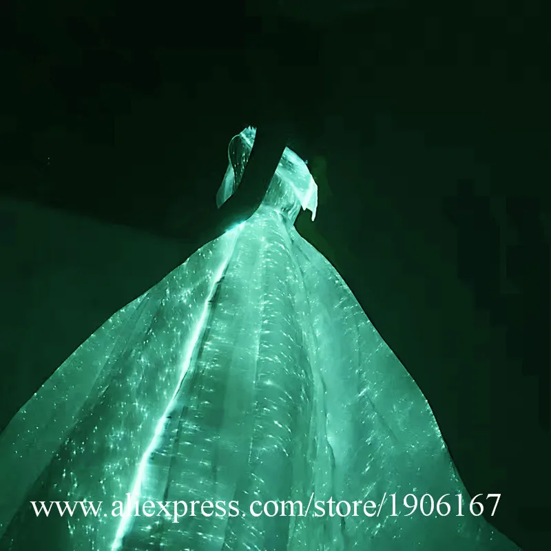 Led Luminous Fiber Optic Wedding Dress Colorful Led Light Up Stage Performance Event Clothes Led Illuminated Party Evening Dress