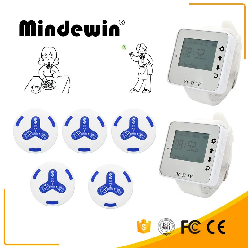 Беспроводная пейджерная система Mindewin 2 наручных часы телефон с 8 цветными