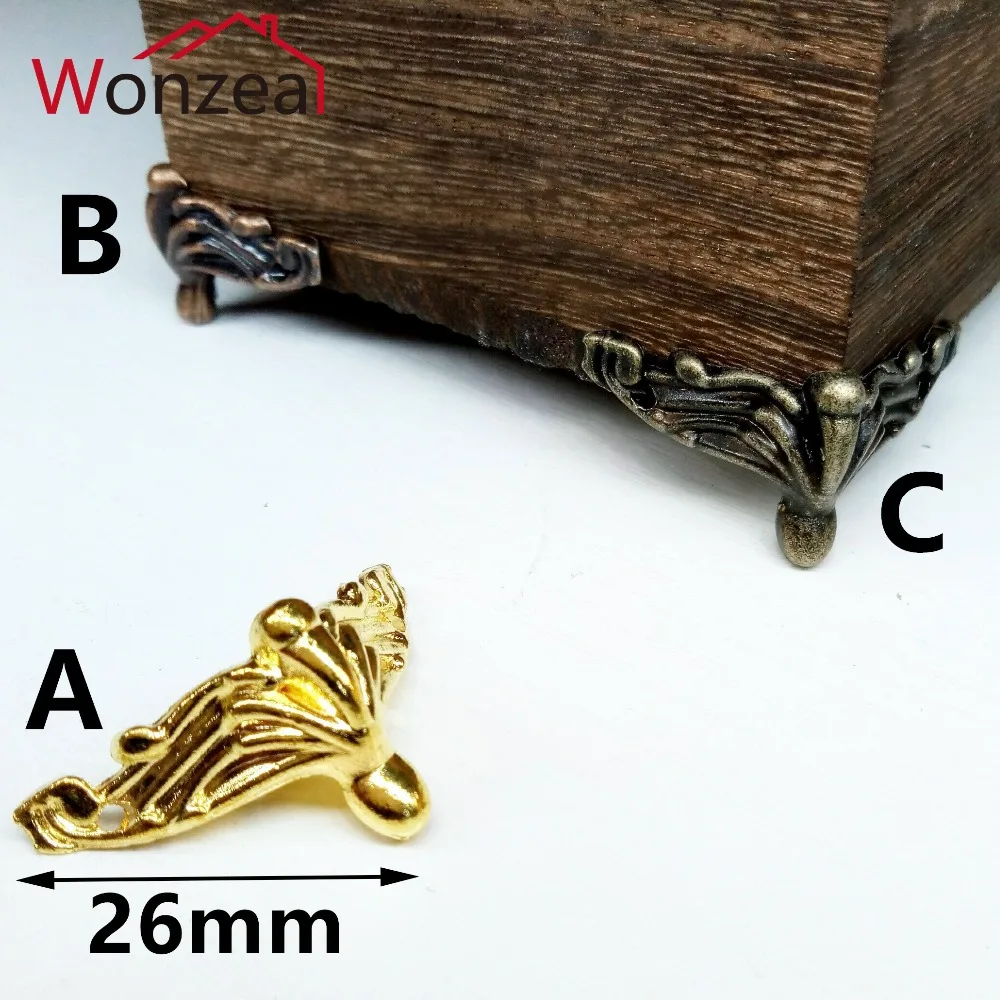 

12pcs 37*20mm Antique Brass/Red coppe Vintage Bronze Jewelry Chest Gift Box Wooden Case Decorative Furniture Hardware