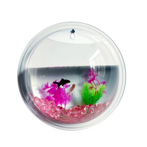 

New Fashion Plants Wall Mounted Hanging Bubble Acrylic Bowl Fish Tank Aquarium Home Decoration(22.5X12cm)