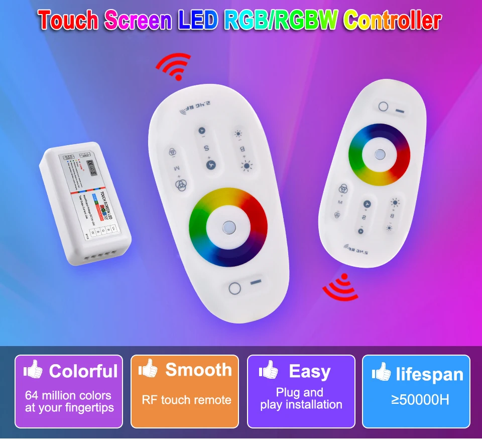 DC 12V-24V 2.4G RF Remote LED Controller RGB Controller Wireless Touch Screen RGBW Controller for Mi light RGB Tape RGBW Strip (1)