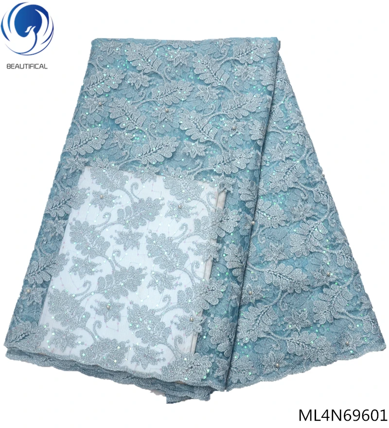 

BEAUTIFICAL african lace fabrics with sequins Embroidered mesh laces fabric high quality tulle lace african material ML4N696