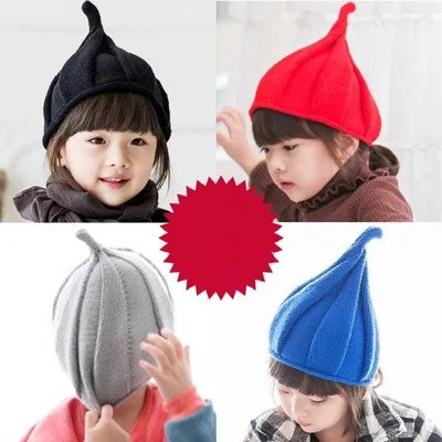 Детская шапка-ветряная мельница, карамельный цвет, детская зимняя вязаная шапка, осенне-зимняя теплая шапка с острым носком для мальчиков и девочек, теплая шапка