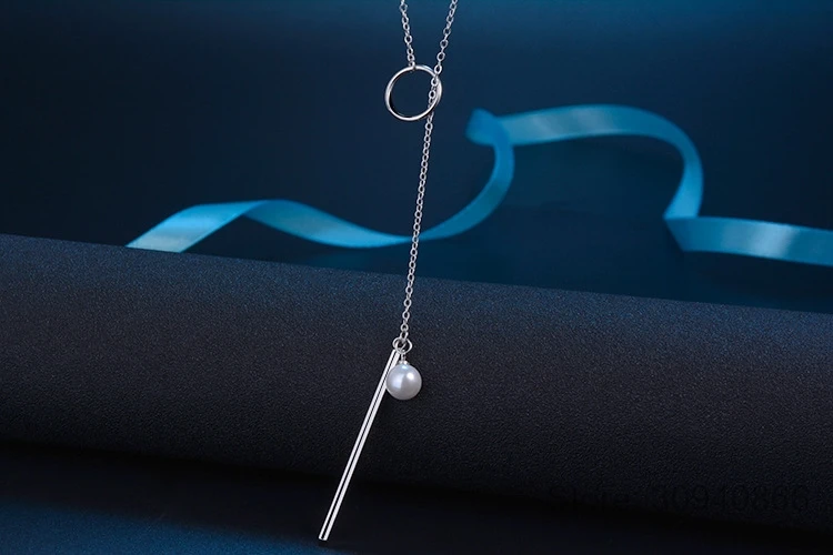 925 пробы серебряные ювелирные изделия жемчужные круглые полосы длинные цепи подвески и ожерелья для женщин ожерелье S-N49
