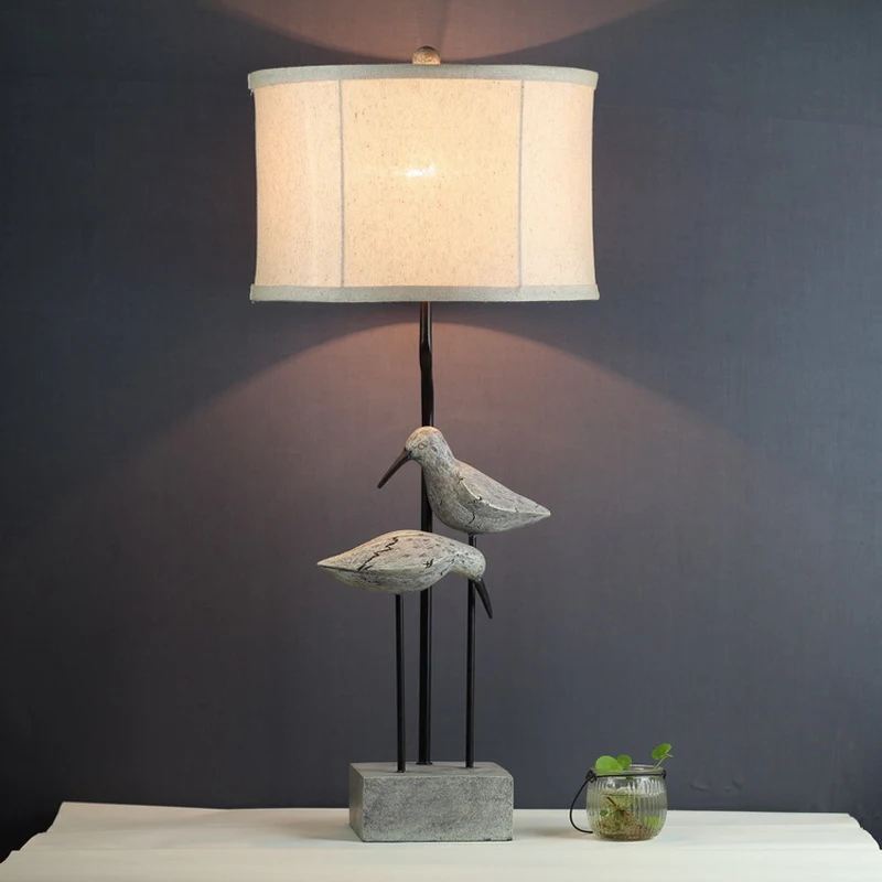 

Decorative table lamp living room study bedroom bedside French garden retro birds warm desk lamps white tabe light ZA99656