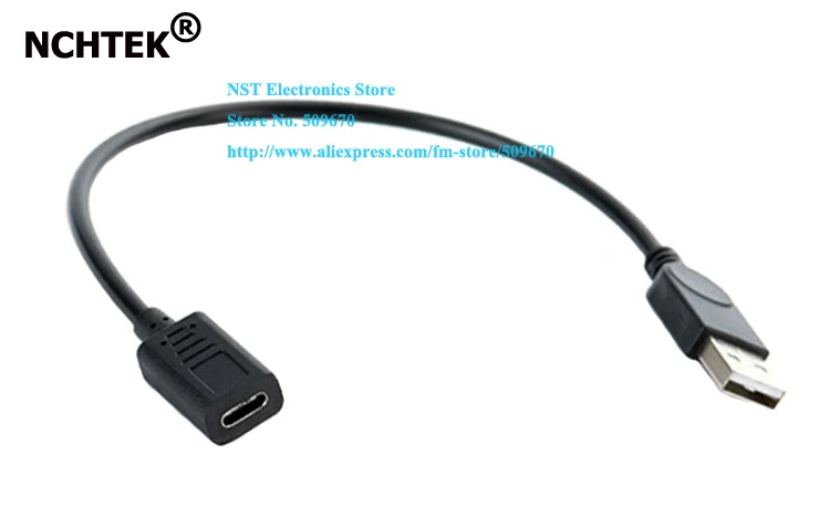 

NCHTEK Straight USB 2.0 Male to Type C Female Data Charging Extension Cable About 27CM/Free Shipping/10PCS