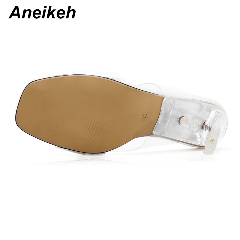 Aneikeh/Новинка 2019 года модный прозрачный Шлепанцы из ПВХ Летняя обувь с открытым