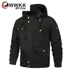 WWKK осень зима Военная тактическая куртка Новые мужские плюс размер хлопковые куртки-бомберы карго полета куртка водонепроницаемая