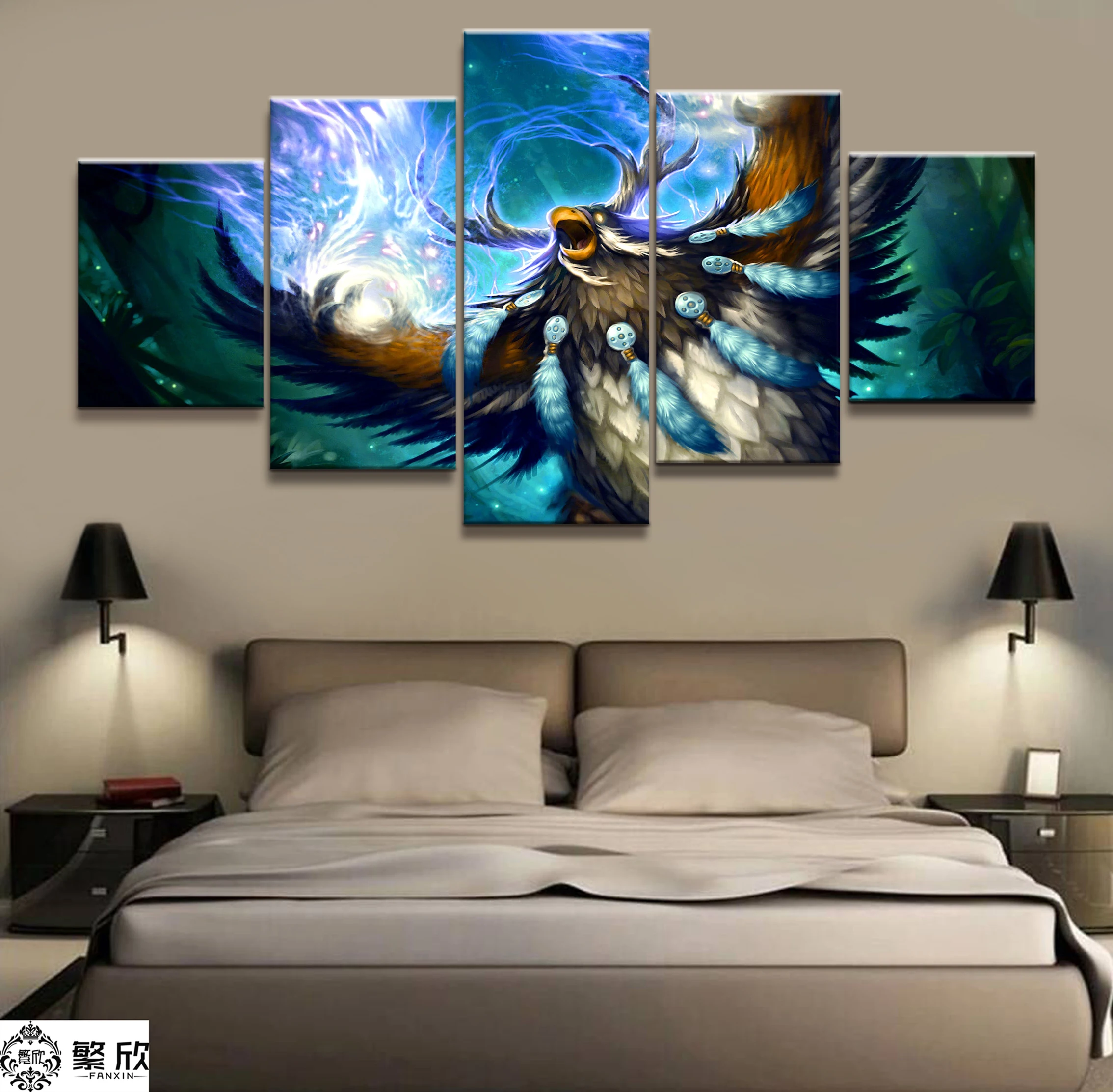 

5 Piece Video Game WOW Warcraft DOTA 2 Painting Poster Decorative Mural Art Room Wall Decor Canvas painting wholesale