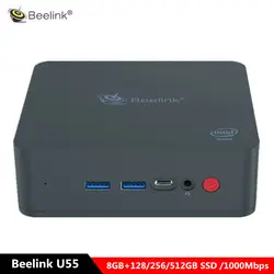 Beelink U55 Мини ПК Intel Core I3-5005U Intel HD Графика 5500 Win10 дома Декодер каналов кабельного телевидения 8 ГБ 128/512 ГБ SSD 1000 Мбит/с BT4.0 Вай-Фай бокс