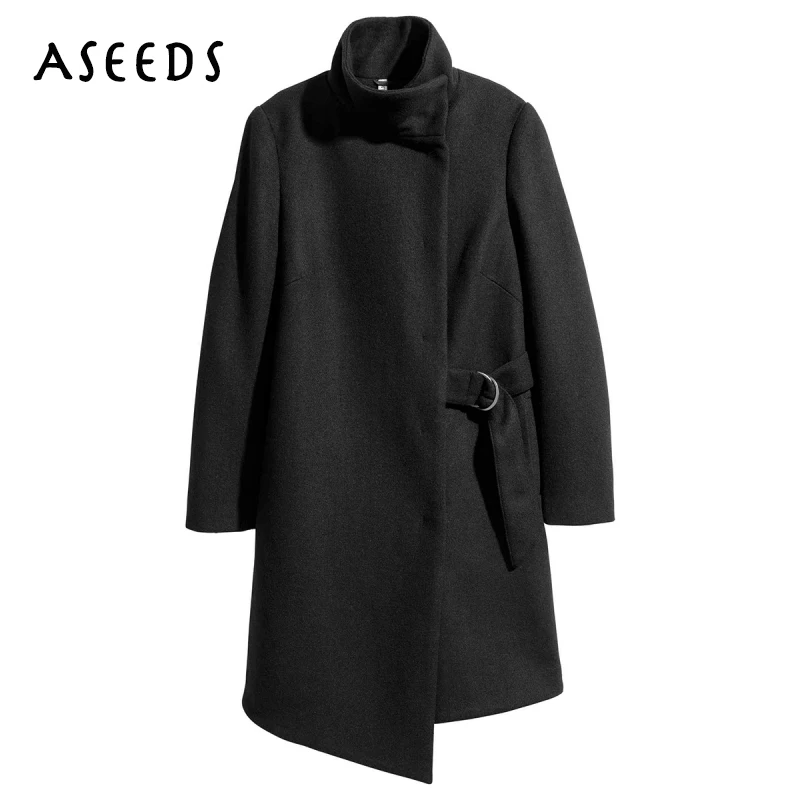 Winter coat women long trench jacket warm wool long sleeve womenswool coats fashion solid black woman winter coats and jackets