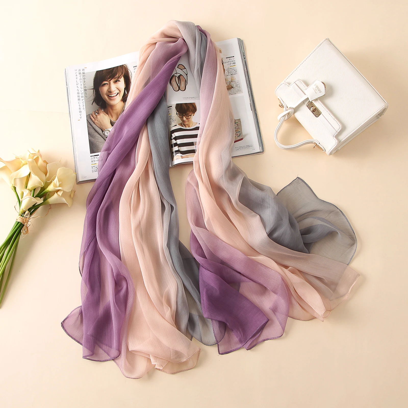 Летний женский шарф модный мягкий крепон яркие цвета шелковые шарфы шали и пашмины дамские шапки женские банданы большой платок