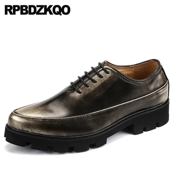 

Men Formal Wedding Shoes Height Increasing Oxfords Business Party Dress Work Black Creepers Elevator Brush 2018 Platform Loafers