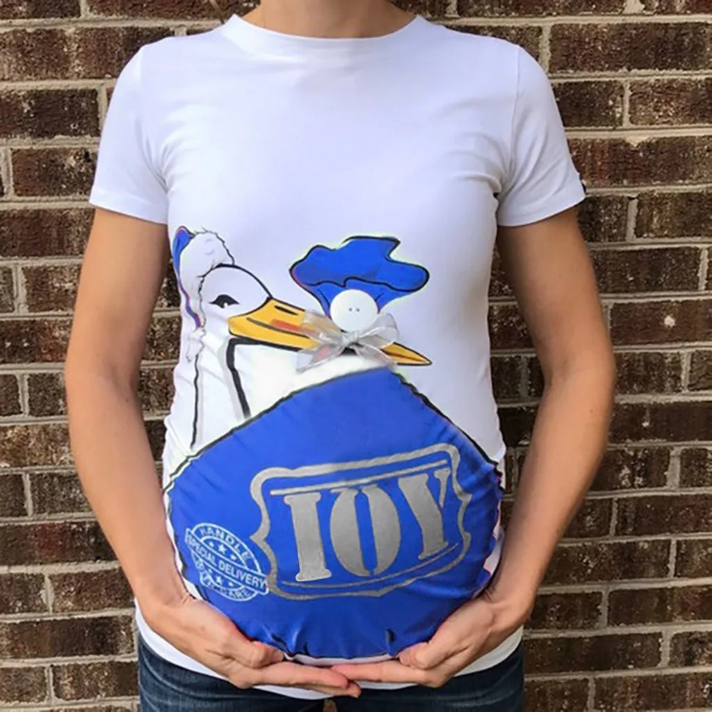 SAGACE женские футболки с коротким рукавом, Одежда для беременных, футболка с интересным рисунком для беременных, модная футболка Apl17