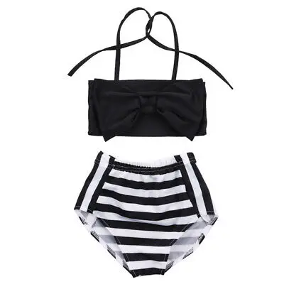 

Cute Baby Kids Girl Bikini Set Swimwear Striped Swimming Bathing Suit Swimsuit
