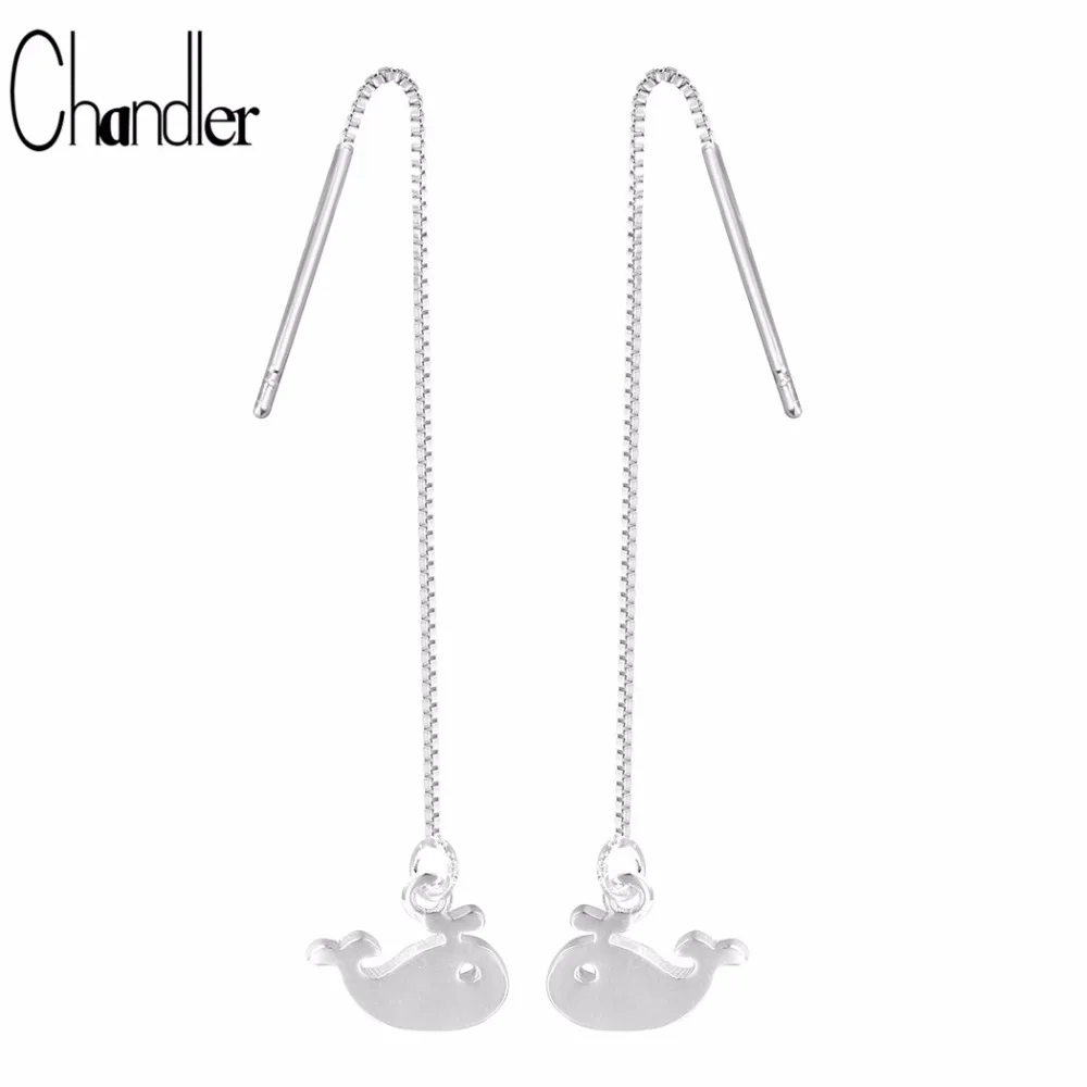 

Chandler 925 Sterling Silver Dolphin Whale Dangle Earring Long Line Threader For Women Statement Infinity Love Silver Jewelry