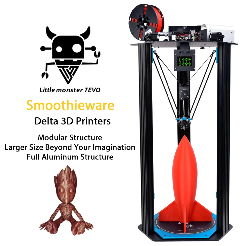 2017 Newest TEVO Delta Printing Area D340xH500mm OpenBuilds Extrusion Smoothieware MKS TFT28 Bltouch High Speed 3D