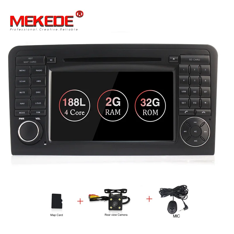 HD 2DIN 1024x600 Android 8,1 Автомобильный DVD плеер для Mercedes Benz класс GL ml W164 ML350 ML500 X164 GL320 GPS стерео радио - Цвет: 9.1 32G DVD camera