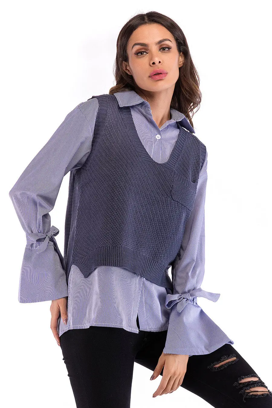 Gladiolus 2018 Fashion Knitwear Autumn Winter Sweater Women Sleeveless V-Neck Loose Knitted Waistcoat Women Vest Short Sweaters (26)