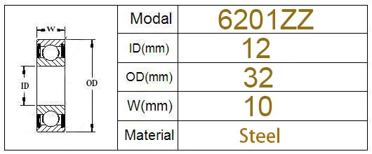 4 шт./лот Металлический Щит 6201ZZ стальной шариковый подшипник 12x32x10 мм 6201-2Z подшипник 12 мм 12*32*10 мм 6201Z глубокий шаровой подшипник