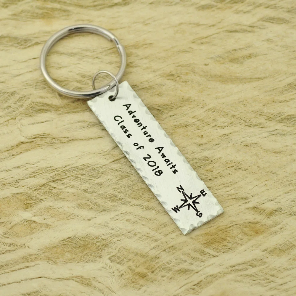 

Custom Graduation Bar Keychain Class of 2018 Graduation Gift Best Friend Graduation Charm Compass Key ring