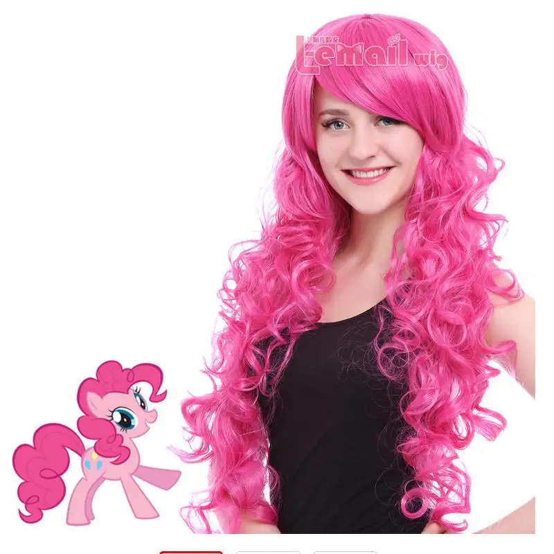 

Suyu free shipping Women 70cm Long Magenta Curly Wavy Party Cosplay Wig