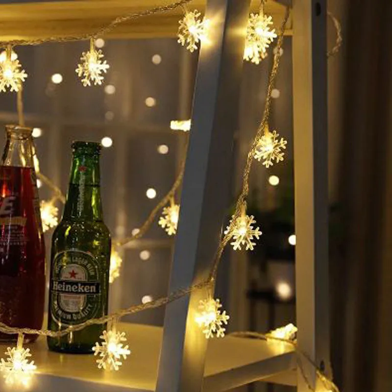 

Quadruple 20/30LEDs Snowflake String Lights Garden Home Decor Christmas Party Outdoor Lighting Decor Romantic Xmas Fairy Light
