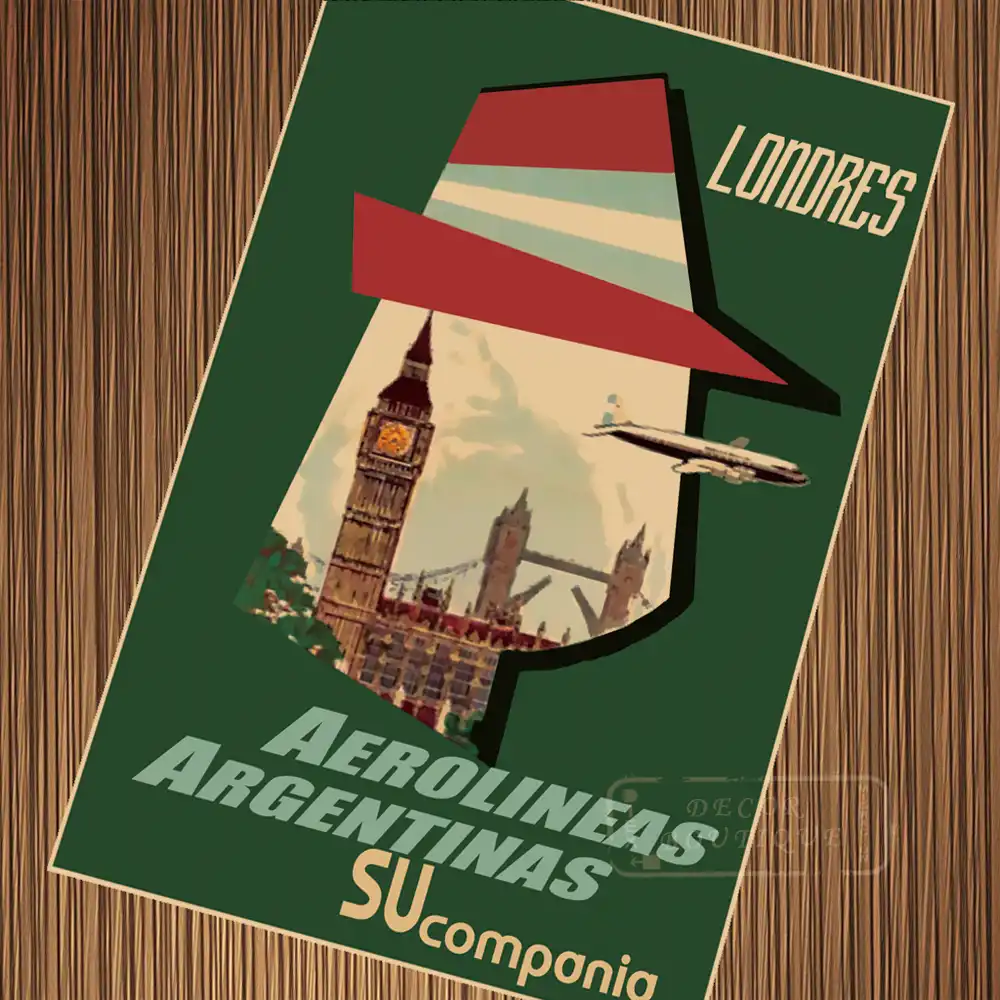 Aerolineasアルゼンチン旅行ツアーレトロなキャンバス絵画diy壁紙ポスター家の装飾のギフト Vintage Poster Paper Posterposter Vintage Aliexpress