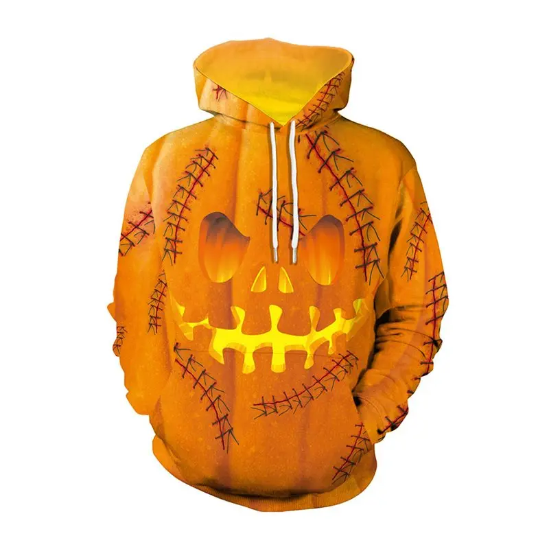 

Yellow Fall 2019 Gothic Hip Hop Halloween Women Hoodies Casual Black Loose Hooded 3D Cartoon Print Female Goth White Sweatshirts