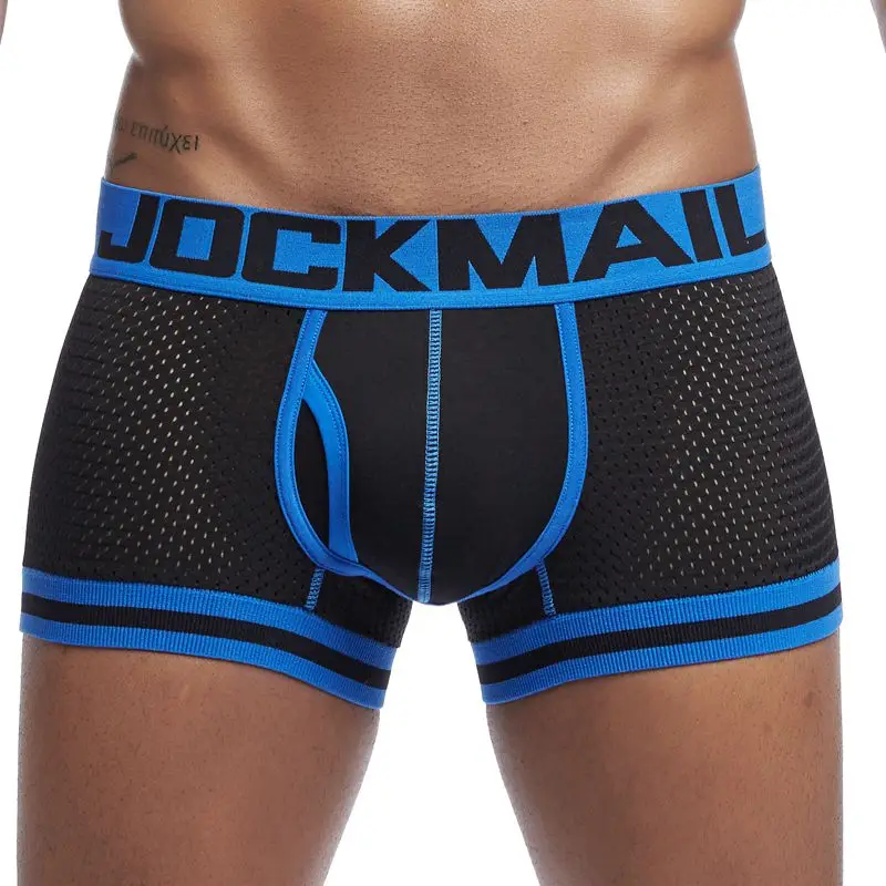 JOCKMAIL, мужское нижнее белье, боксеры, нейлоновая сетка, дышащие, Cuecas, боксеры для фитнеса, молодежное нижнее белье, одежда для больших мальчиков, мужские боксеры, эластичные ноги - Цвет: JM441 BLACK