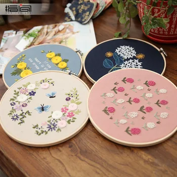 

Creative Needlework Practice Kits DIY Ribbons Embroidery Beginner Cross Stitch Wall Painting Art Home Decoration Meet Sets