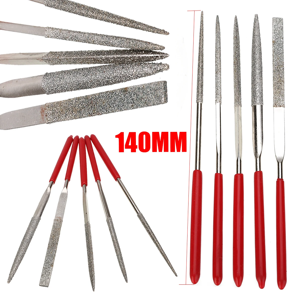 5pcs Metal Needle File Set Files For Glass Stone Wood Carving Craft Woodworking Tool
