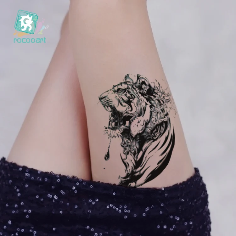 

Rocooart Large Tigers Tattoo Big Fake Tattoo Men Taty Wolf Lion Tatouage Body Art Temporary Tattoo Stickers For Women Tatuajes
