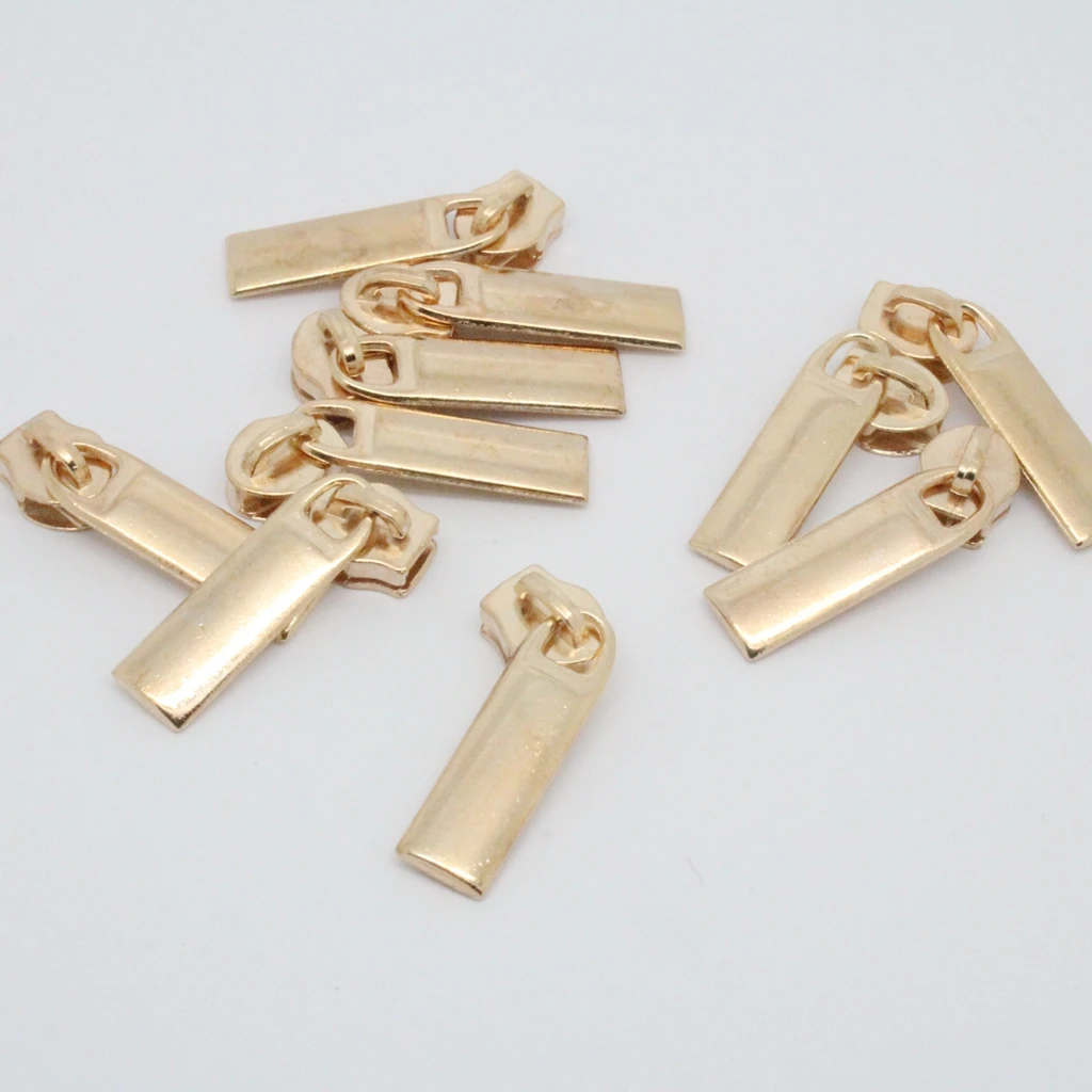 10Pcs Gold Plated #3 Fix Zip Puller/Zipper Pull Sliders Zip Head Zipper Repair Instant Kit Removable Rescue Replacement 7x25mm 