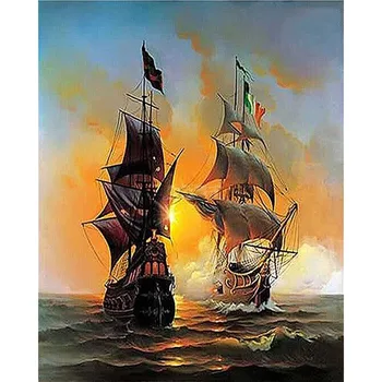 

War Ship Scenery Landscape DIY Digital Painting By Numbers Modern Wall Art Canvas Painting Unique Gift Home Decor 40x50cm