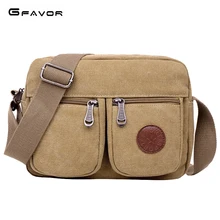 

G-FAVOR Canvas Messenger Bag Men Double Zipper Solid Bags Casual Small Single Shoulder Bag Male Crossbody Travel
