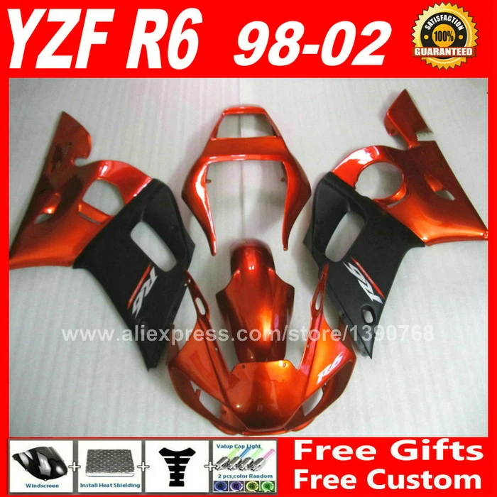 

Fairing kit for 1998 - 2002 YAMAHA R6 bodywork 1999 2000 2001  brown orange 1 99 00 01 fairings