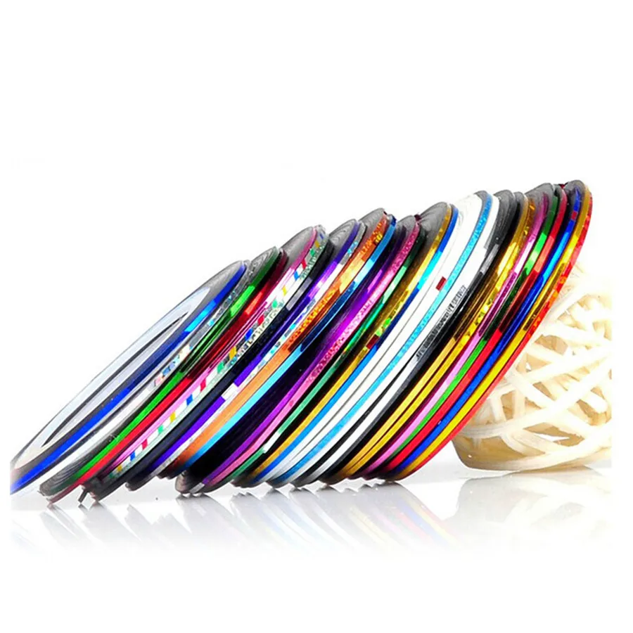 

10-30PCS Nail Art Sticker Fashion Metallic Rolls Striping Tape Line Tools Beauty Nail Decorations for Nail Stickers Salon